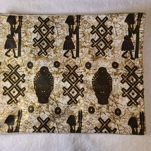 African Print Fabric with Black and Gold Patterns